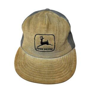 John Deere Vintage Trucker Snapback Hat Cap Corduroy Dad Louisville MFG USA Made